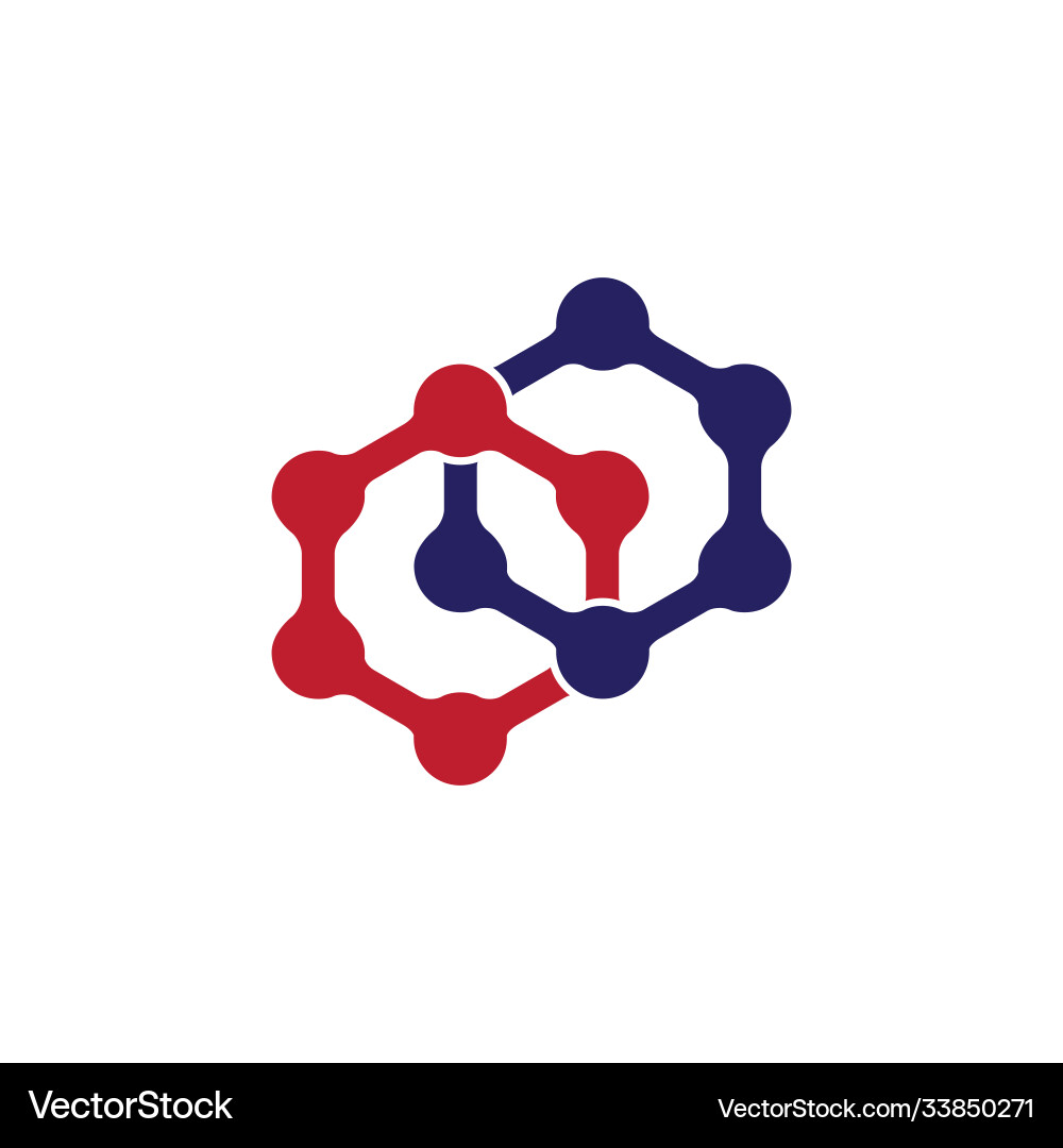 Linked hexagonal dots simple logo Linked hexagonal dots simple logo Vector Image