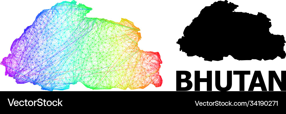 Net map bhutan with spectrum gradient Net map bhutan with spectrum gradient vector image