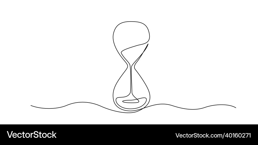 One continuous line drawing of hourglass with flow One continuous line drawing of hourglass with flow vector image