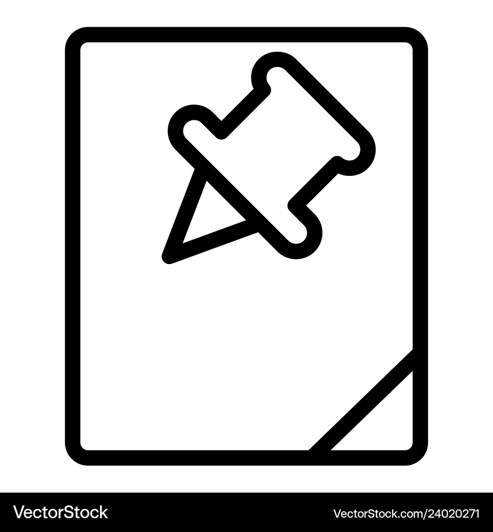Paper and pin line icon note with push Paper and pin line icon note with push Vector Image