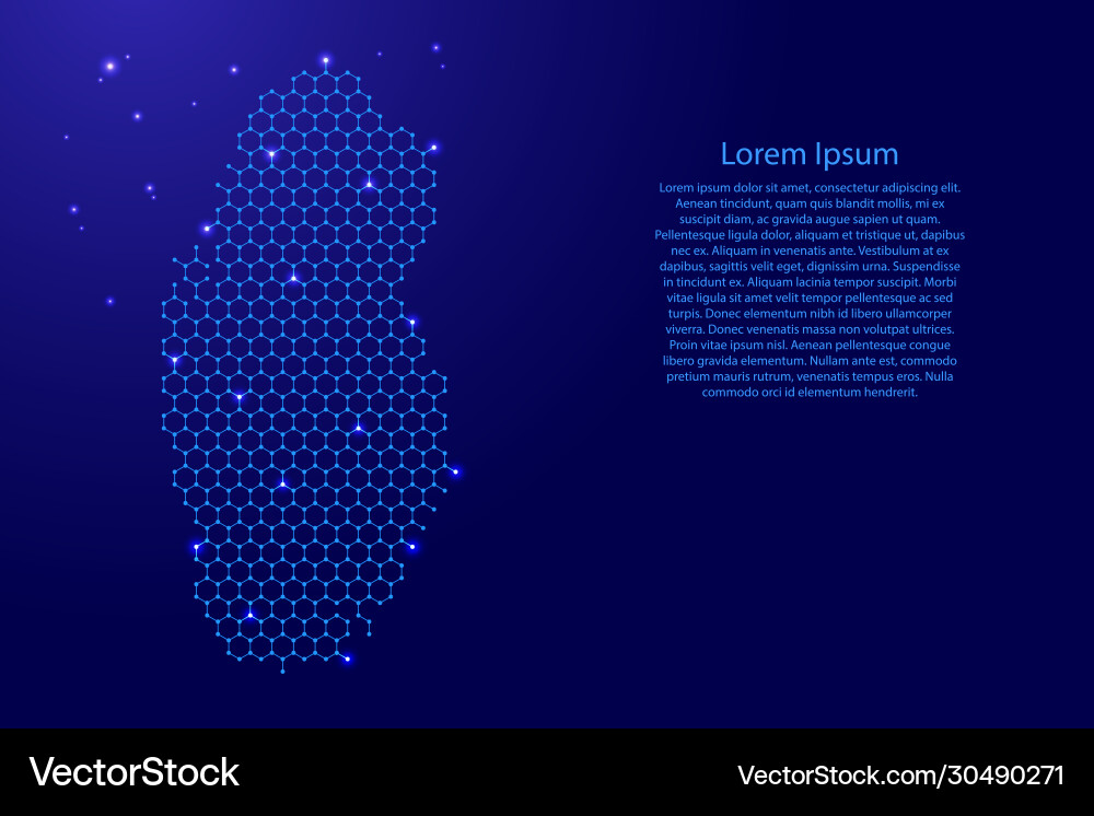 Qatar map from futuristic hexagonal shapes lines Qatar map from futuristic hexagonal shapes lines vector image