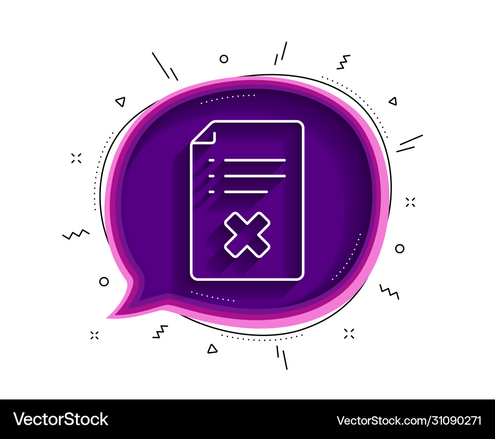 Reject file line icon decline document sign Reject file line icon decline document sign vector image
