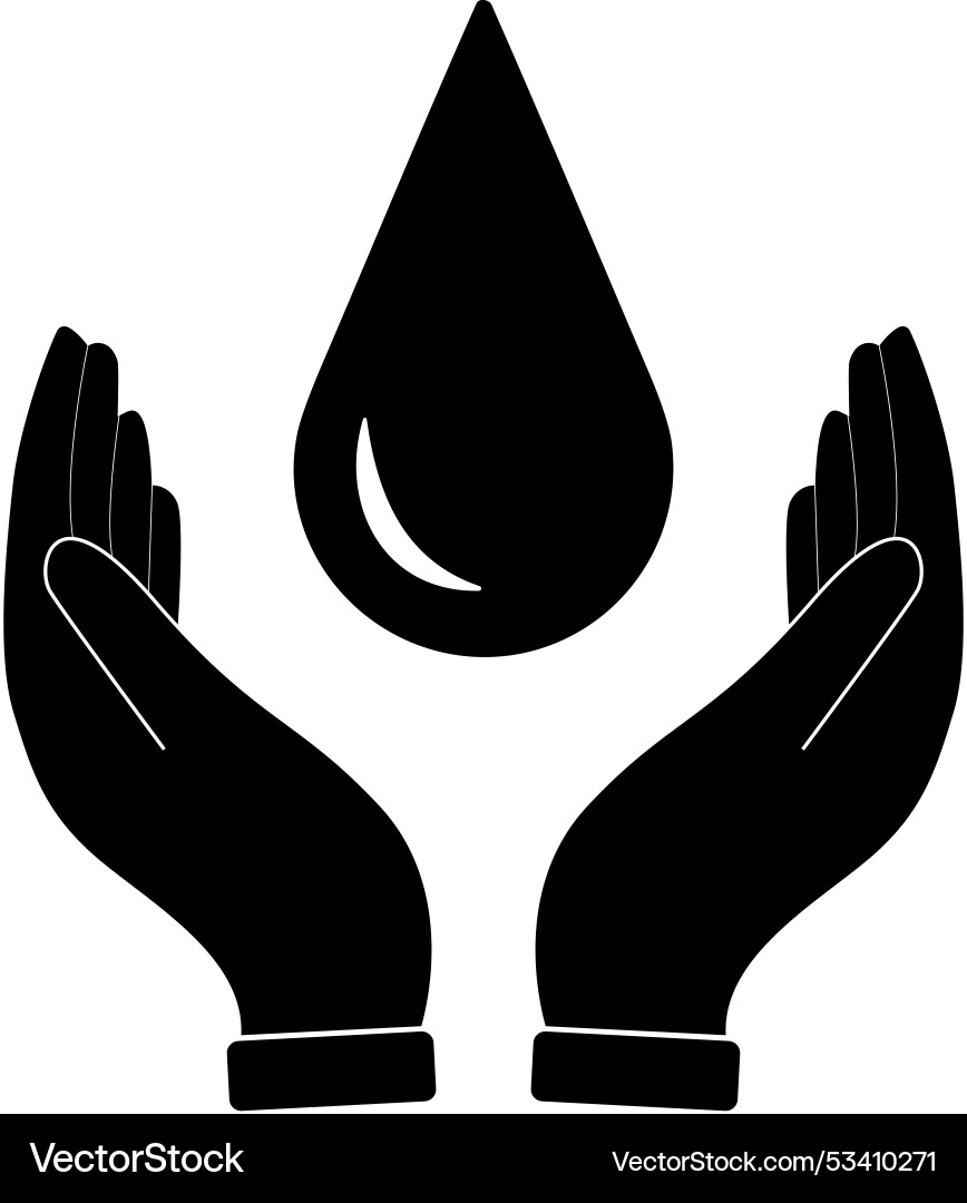Save water with both hand symbol drop Vector Image
