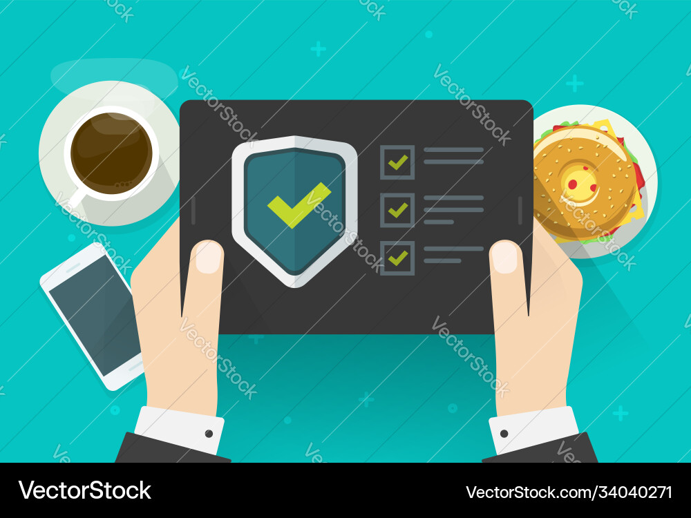 Security verification check digital test on tablet vector image