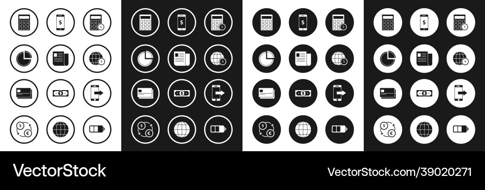 Set calculator with dollar symbol file document Set calculator with dollar symbol file document Vector Image