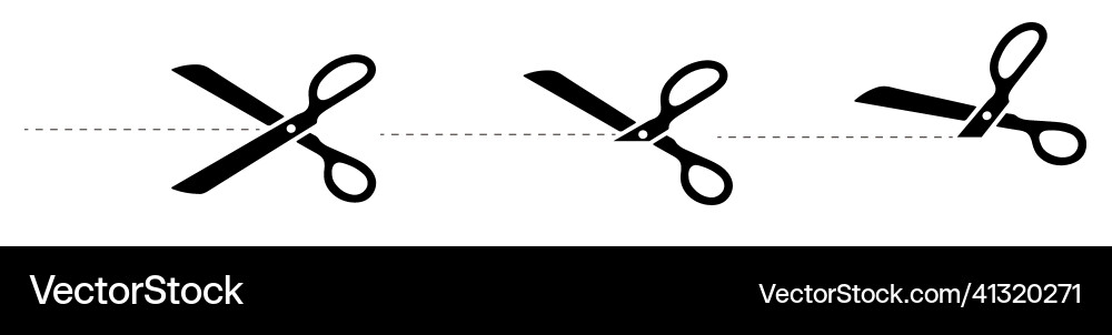 Set scissors with cut lines Set scissors with cut lines vector image