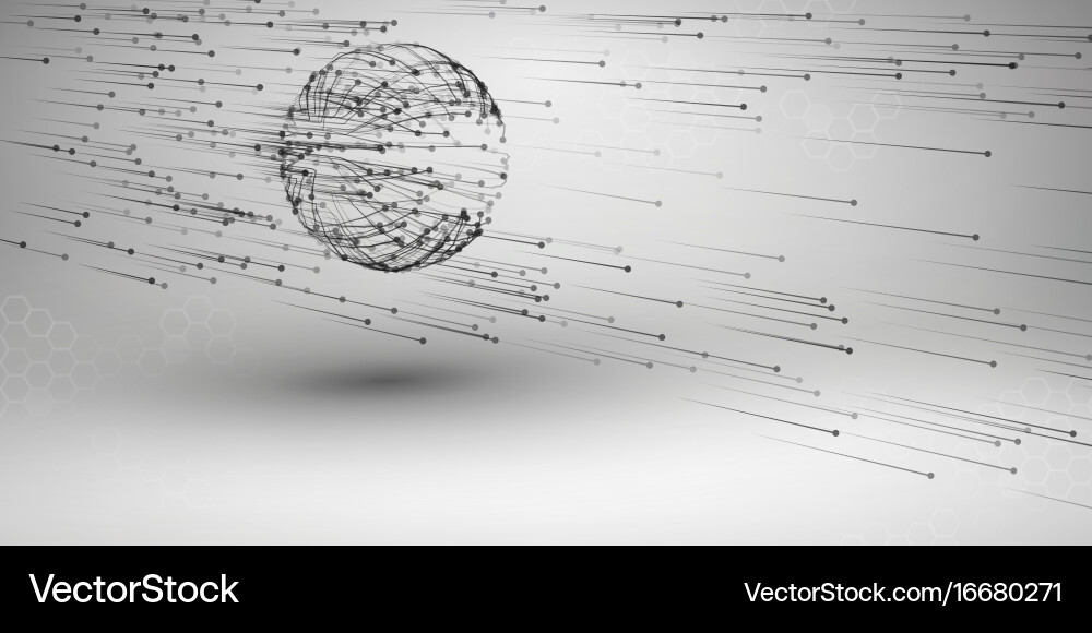 Sphere with connected lines and dots wireframe vector image