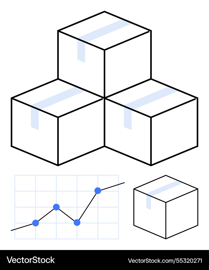 Stacked boxes and a growth chart representing Stacked boxes and a growth chart representing vector image