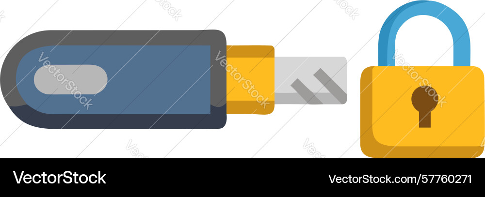 Usb drive with padlock icon secure data storage vector image