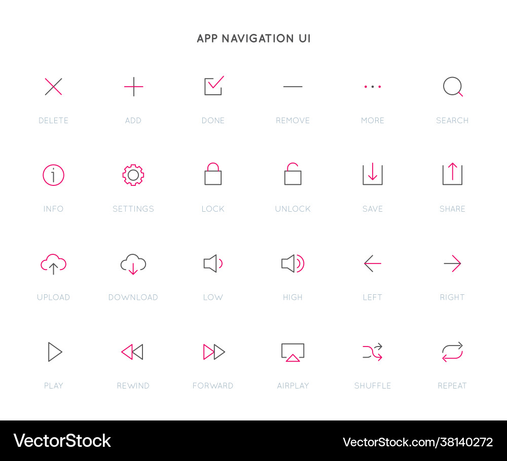 App control system user interface ui icon set App control system user interface ui icon set vector image