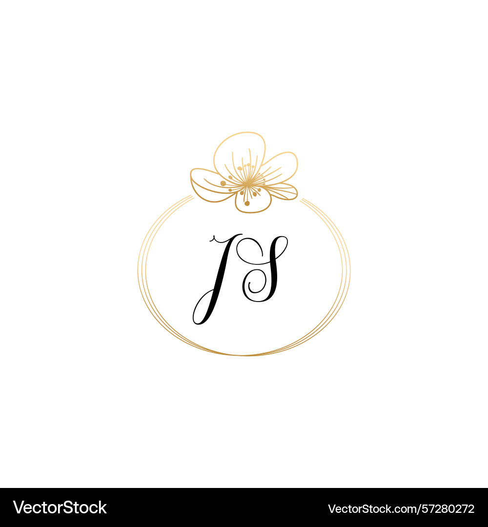 Botanical monogram logos with initial js Botanical monogram logos with initial js vector image