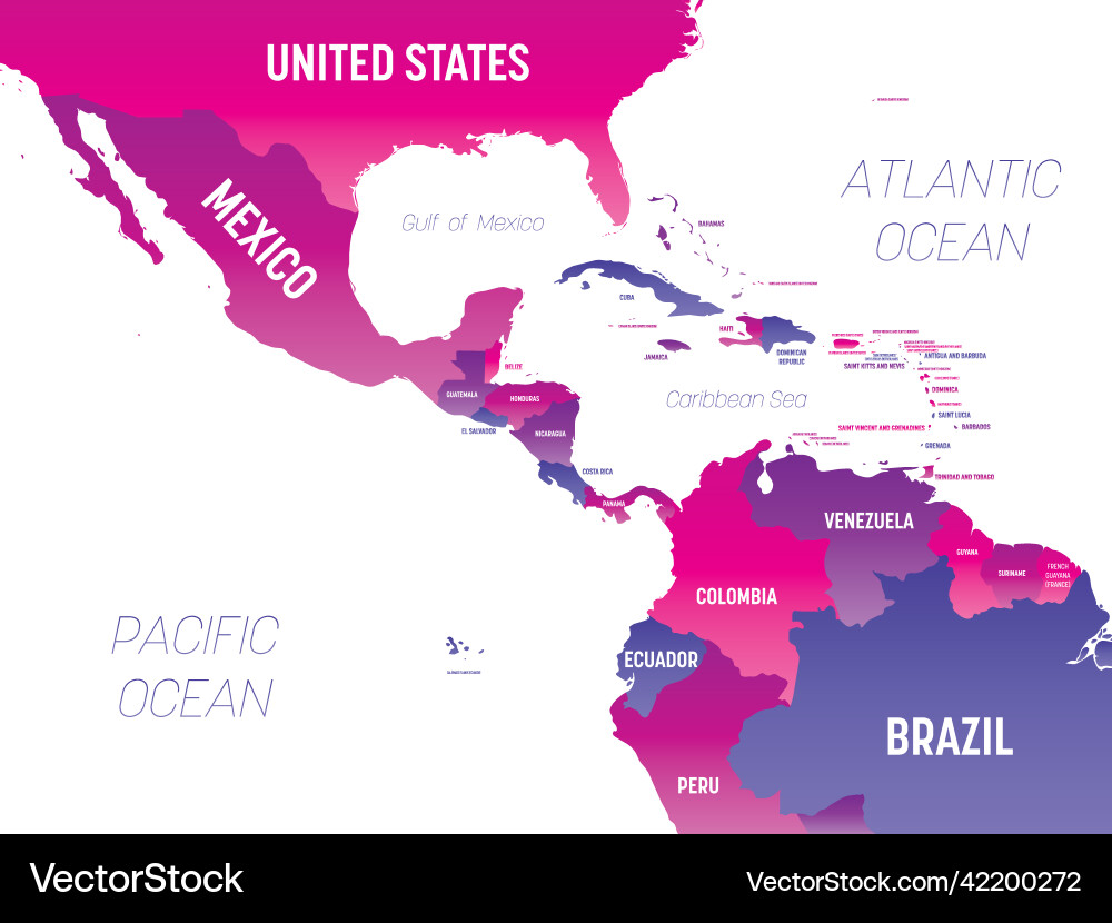Central America Detailed Political Map With Lables Central America Detailed Political Map With Lables Vector 42200272 