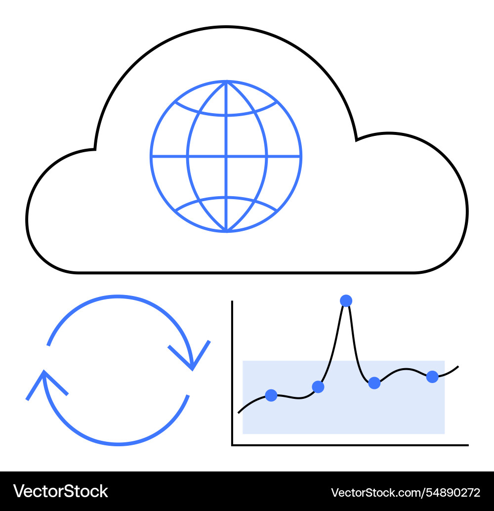 Cloud computing and data analysis connectivity Cloud computing and data analysis connectivity vector image