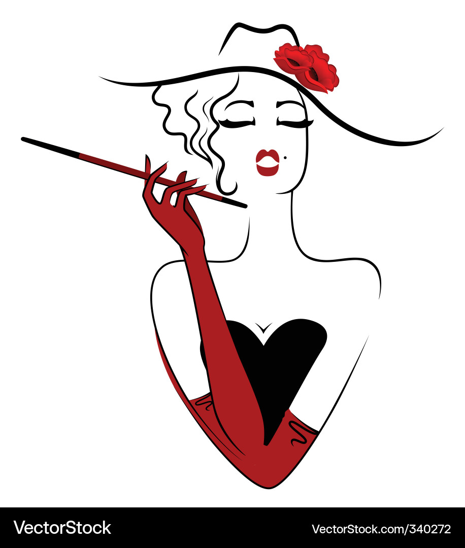 Elegant Woman with Cigar Vector Image
