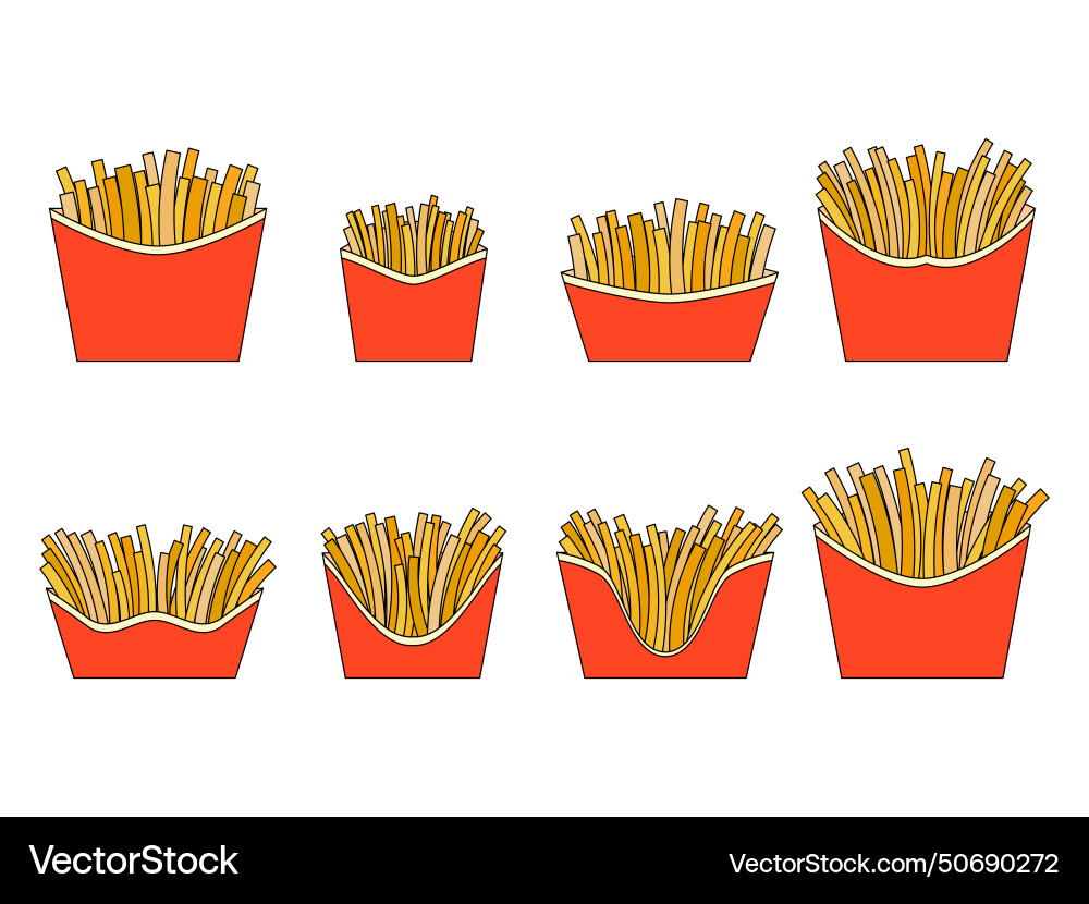 French fries icon set isolated on white Royalty Free Vector