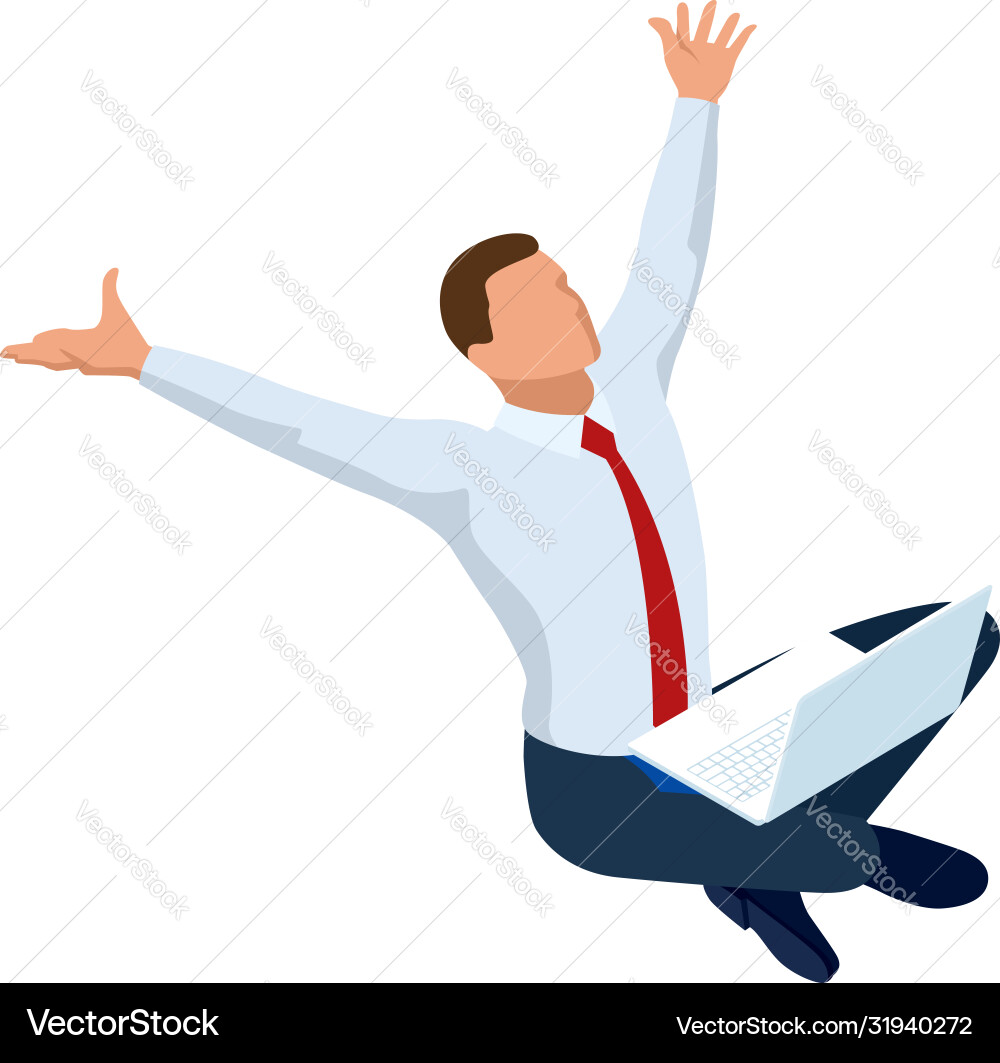 Isometric businessman isolated on write creating Isometric businessman isolated on write creating vector image