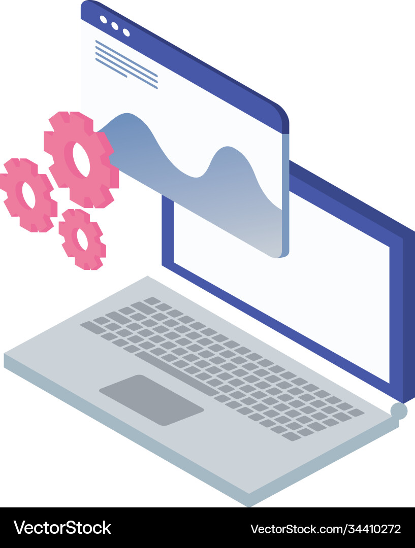 Laptop computer portable with webpage template Vector Image