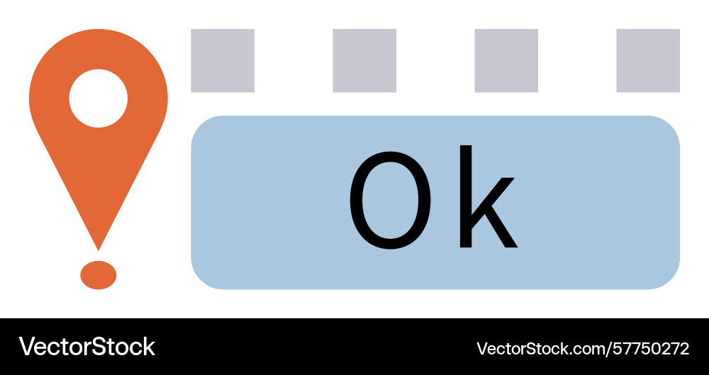 Location pin and confirmation text in minimalistic Location pin and confirmation text in minimalistic vector image