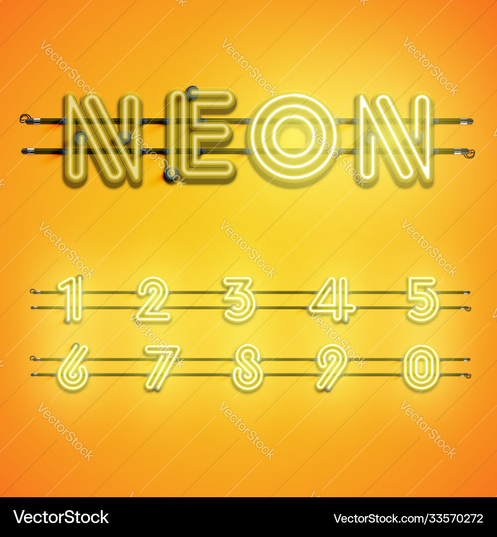 Realistic dashed neon font with shadows glow Vector Image