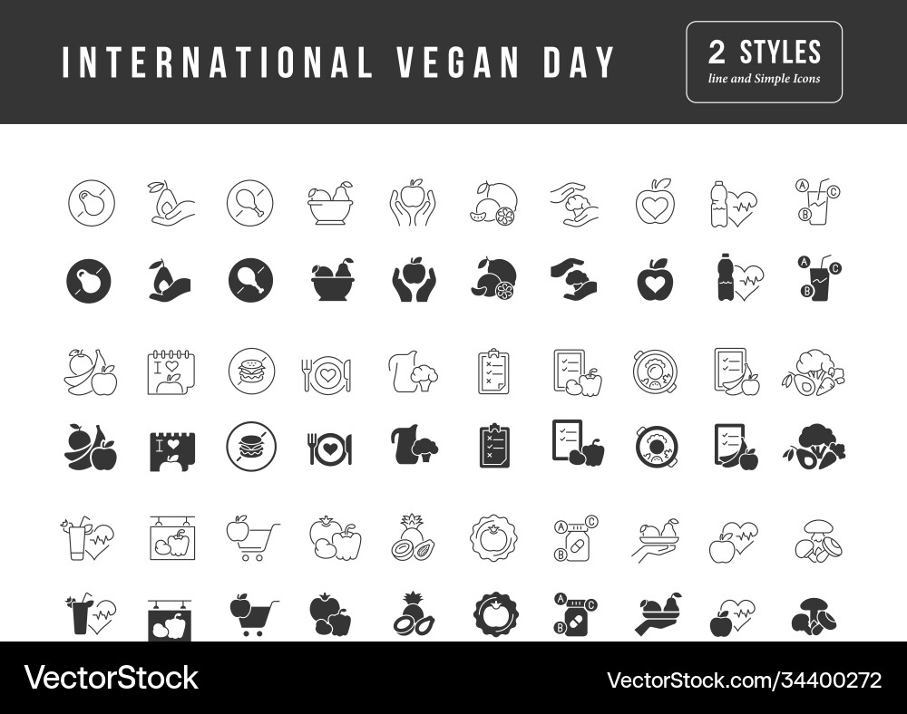 Simple icons international vegan day vector image