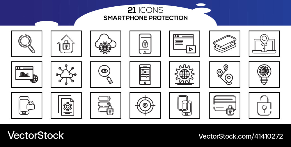 Simple set of smartphone protection related line Vector Image