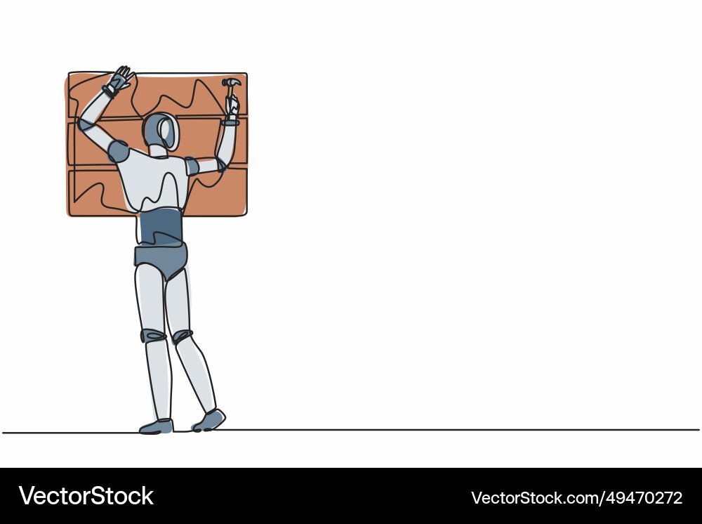 Single continuous line drawing robot professional Single continuous line drawing robot professional vector image