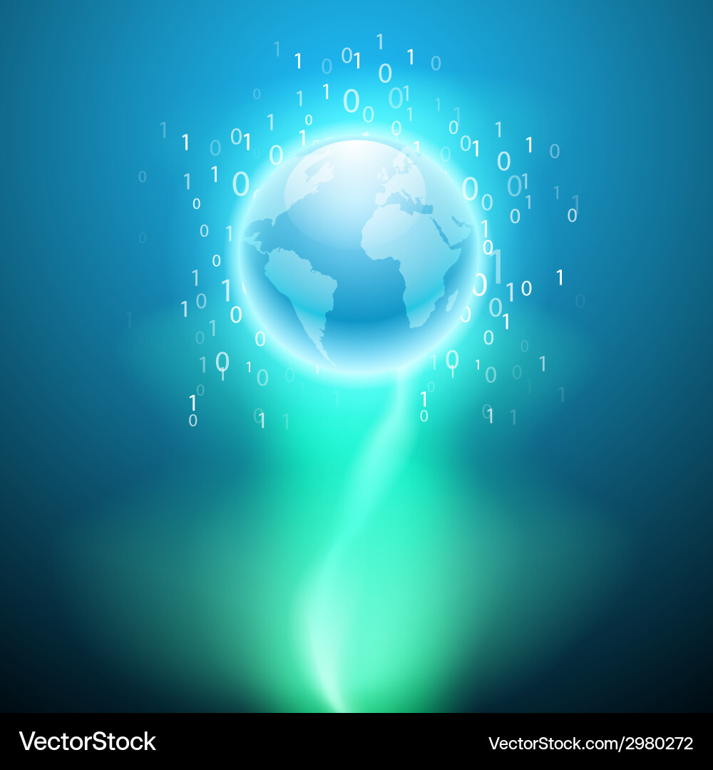 Stream of binary code to the globe Vector Image