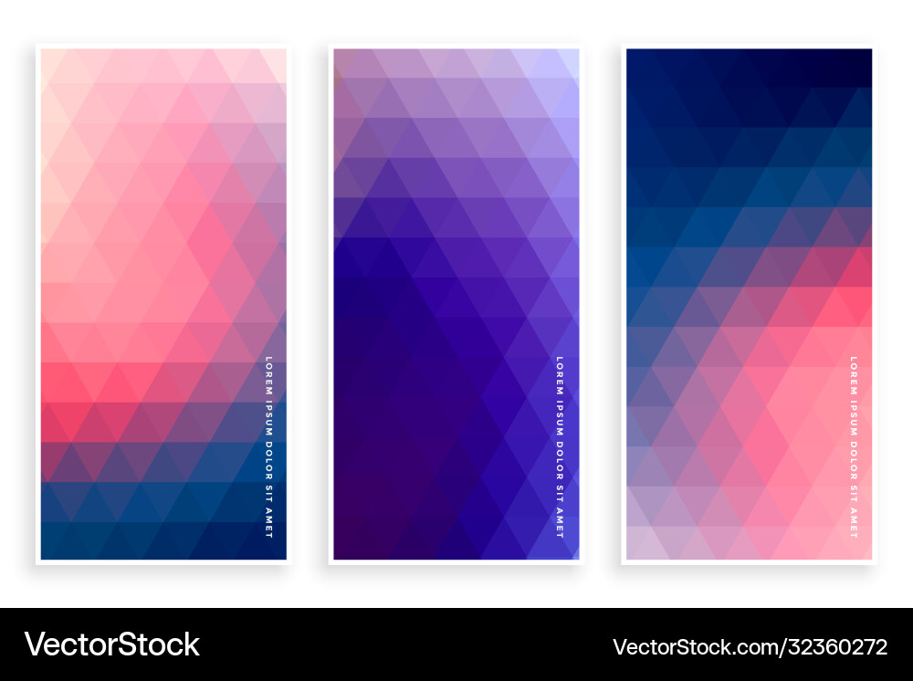 Stylish triangle pattern banner set three Vector Image