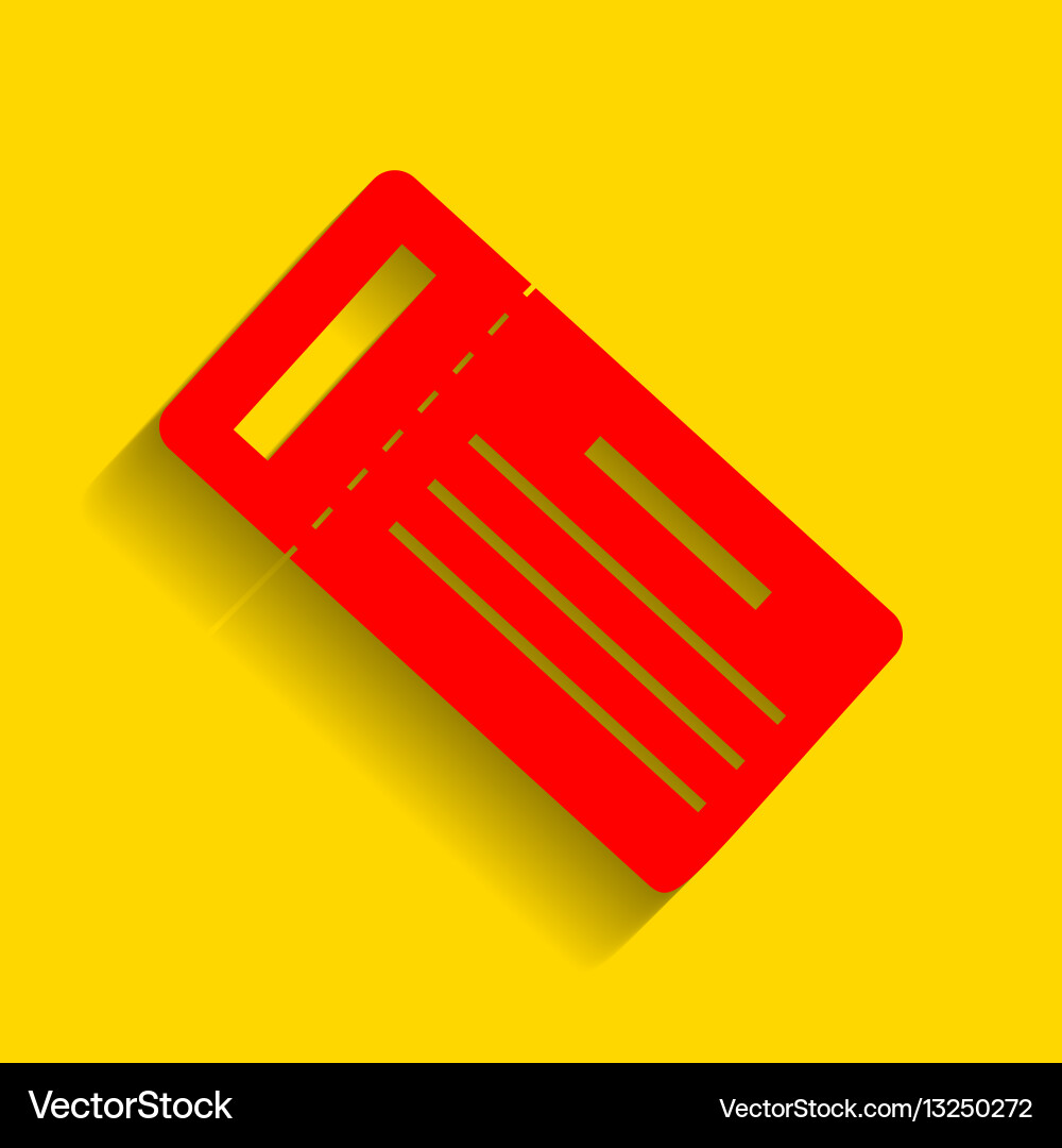 Ticket simple sign red icon with soft Vector Image