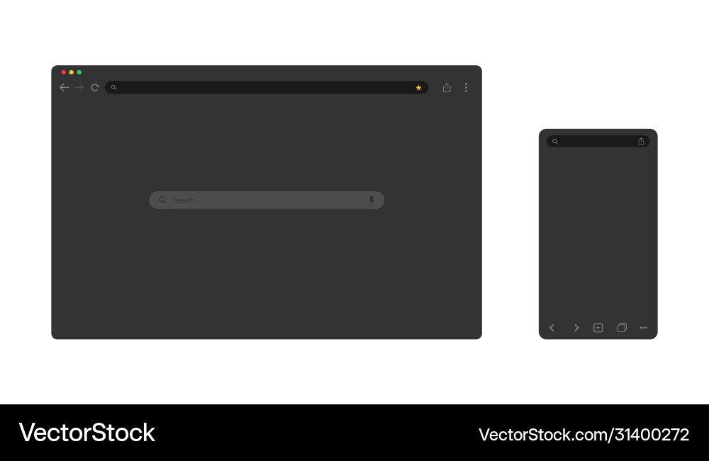Web browser mockup for computer and smartphone Web browser mockup for computer and smartphone vector image