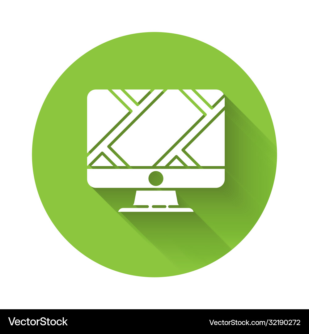 White computer monitor and folded map White computer monitor and folded map vector image
