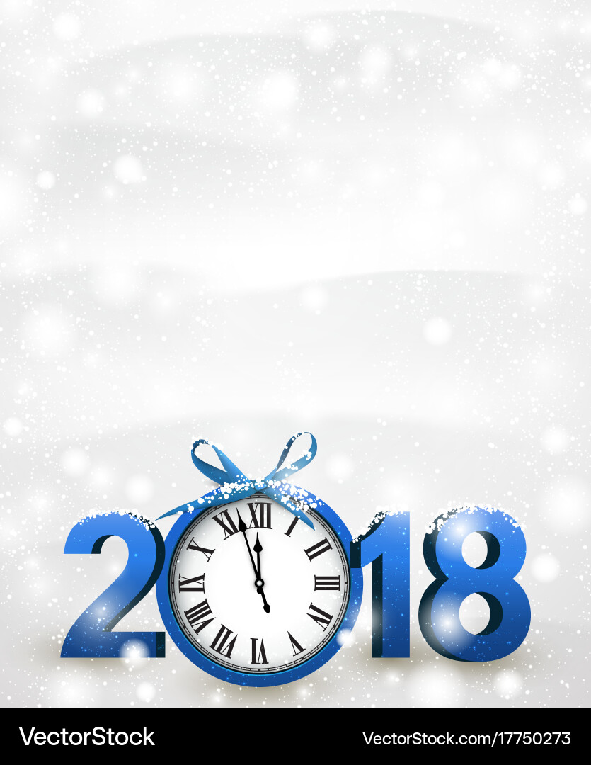 2018 new year background with clock Vector Image