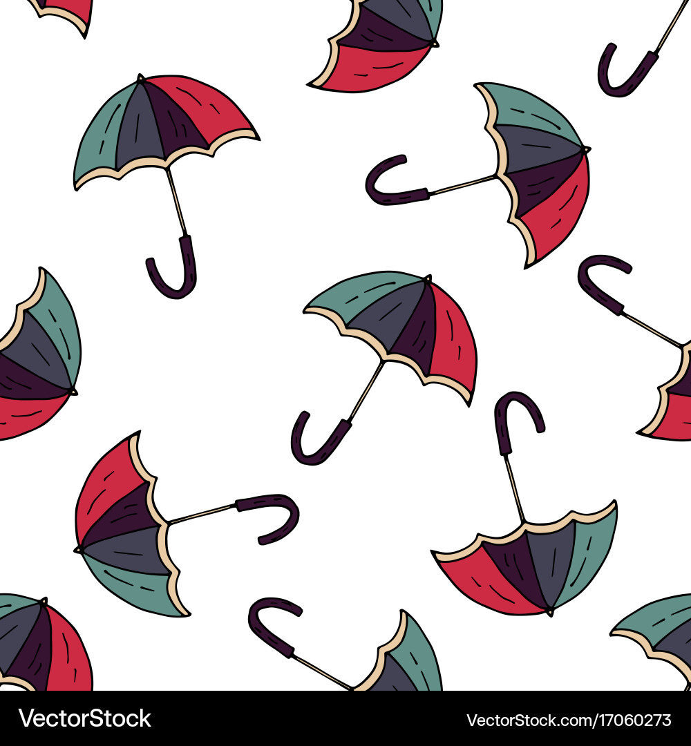 Autumn seamless pattern with umbrellas vector image
