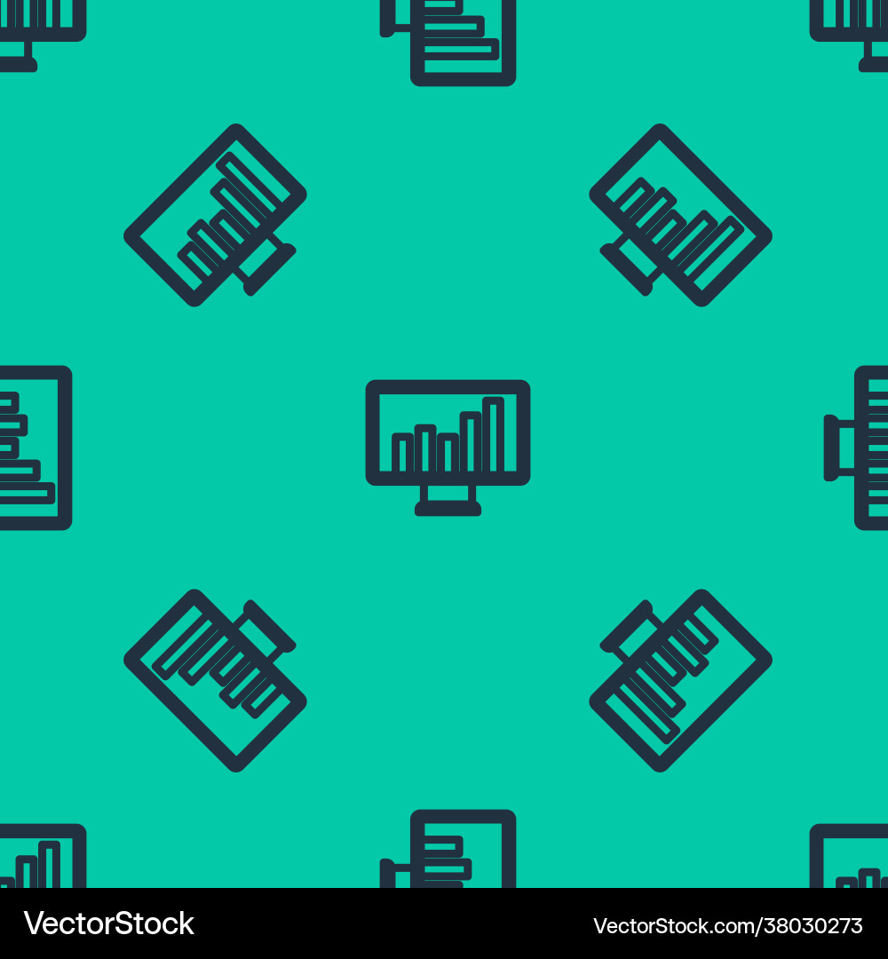 Blue line computer monitor with graph chart icon Blue line computer monitor with graph chart icon vector image