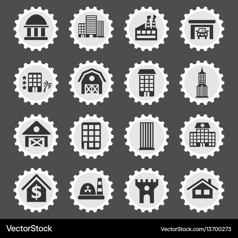 Building icon set Building icon set Vector Image