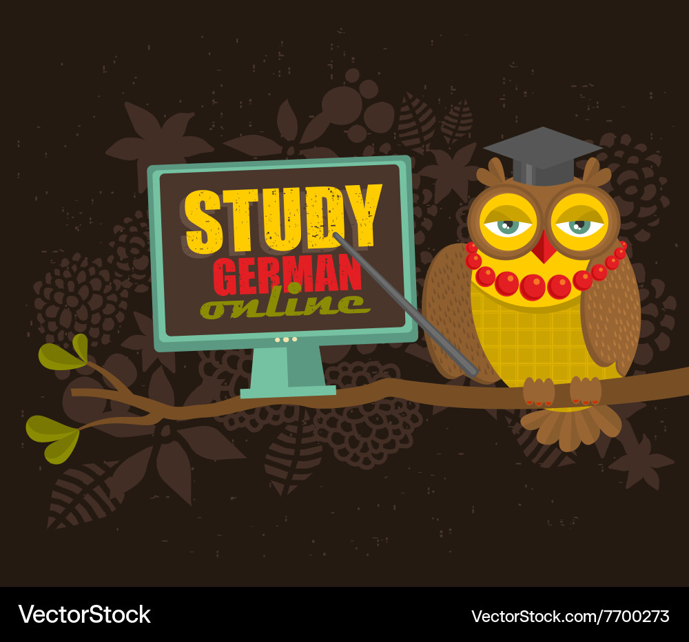 Clever owl on the tree with computer Vector Image