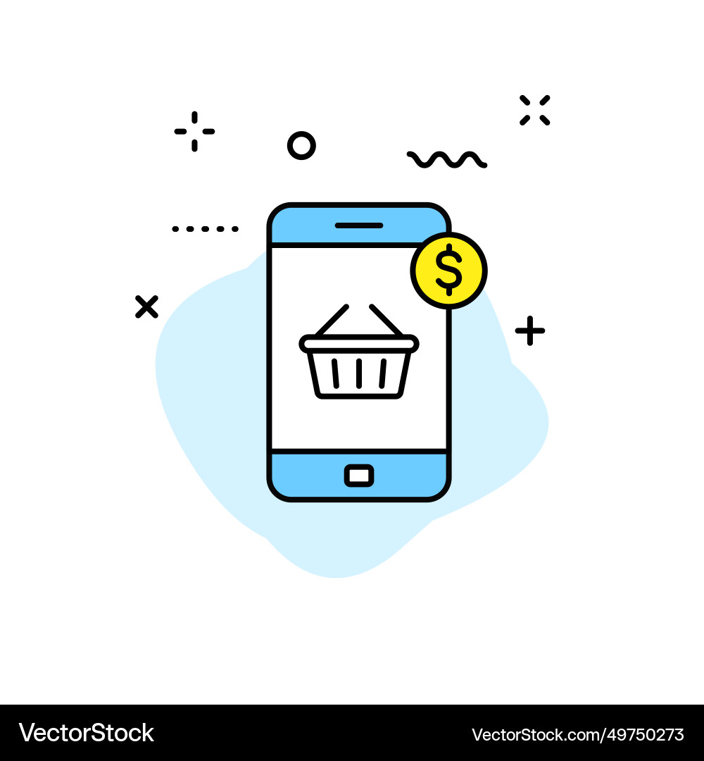 E-commerce and shopping web icons in line style vector image