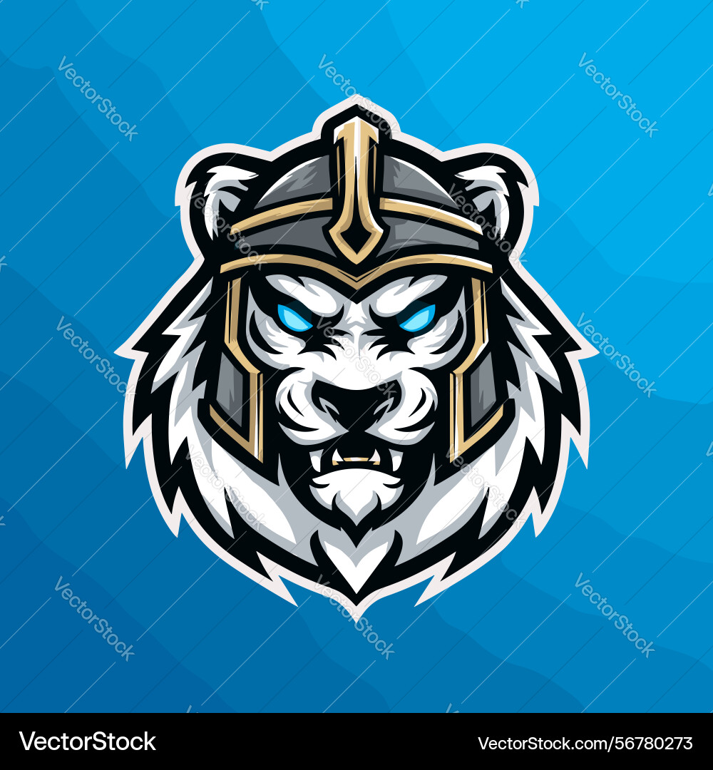 Fierce lion logo representing competitive gaming Vector Image