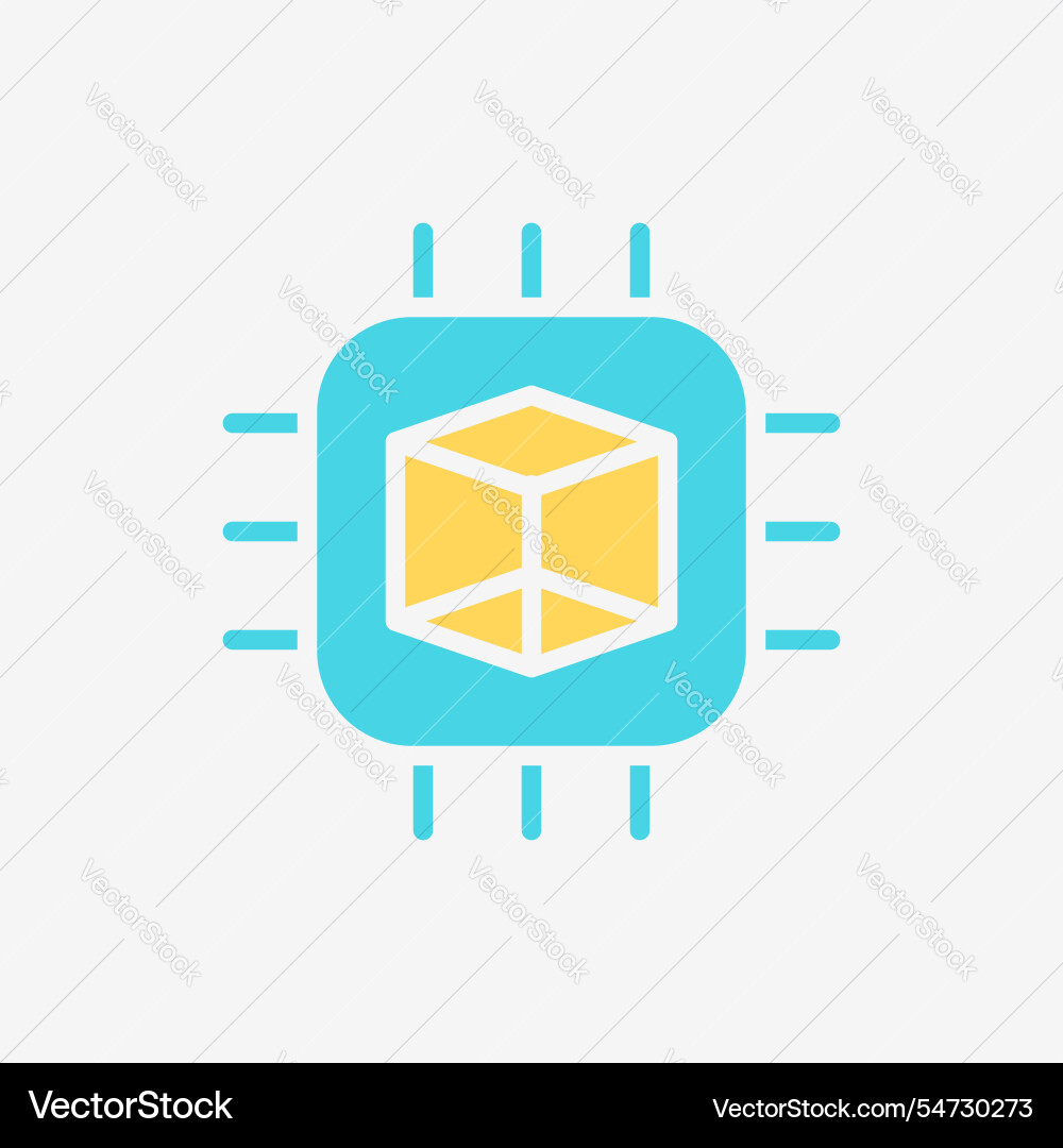 Flat icon microchip processor gpu for rendering vector image