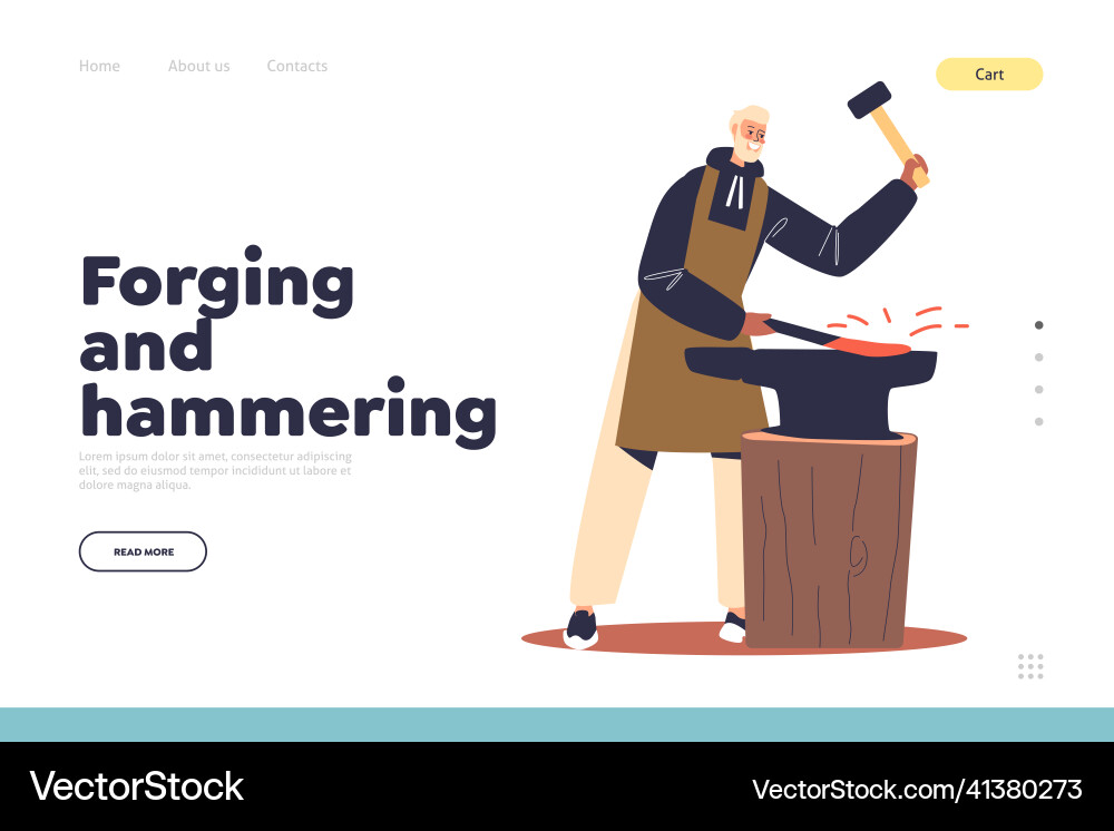 Forging and hammering concept of landing page Forging and hammering concept of landing page vector image