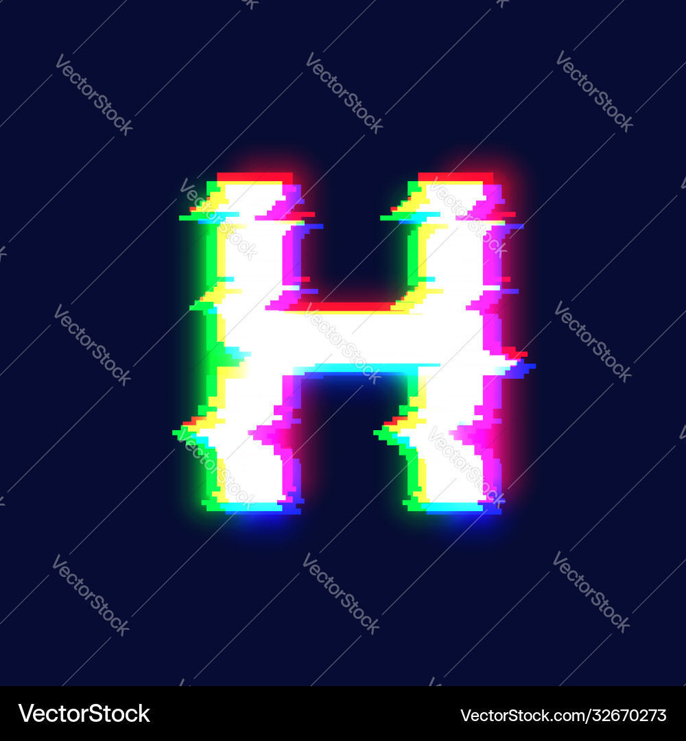 Glitch Font Character H - Distorted Style Vector Image