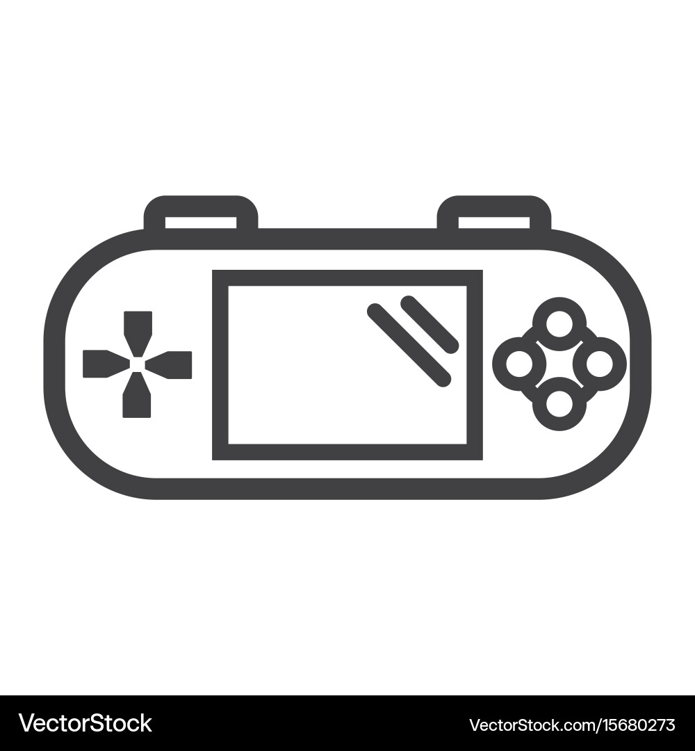 Handheld game console line icon controller vector image