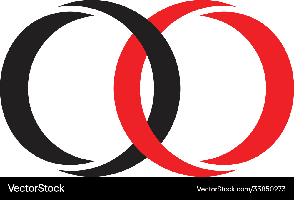 Linked circle colorful object 3d logo vector image