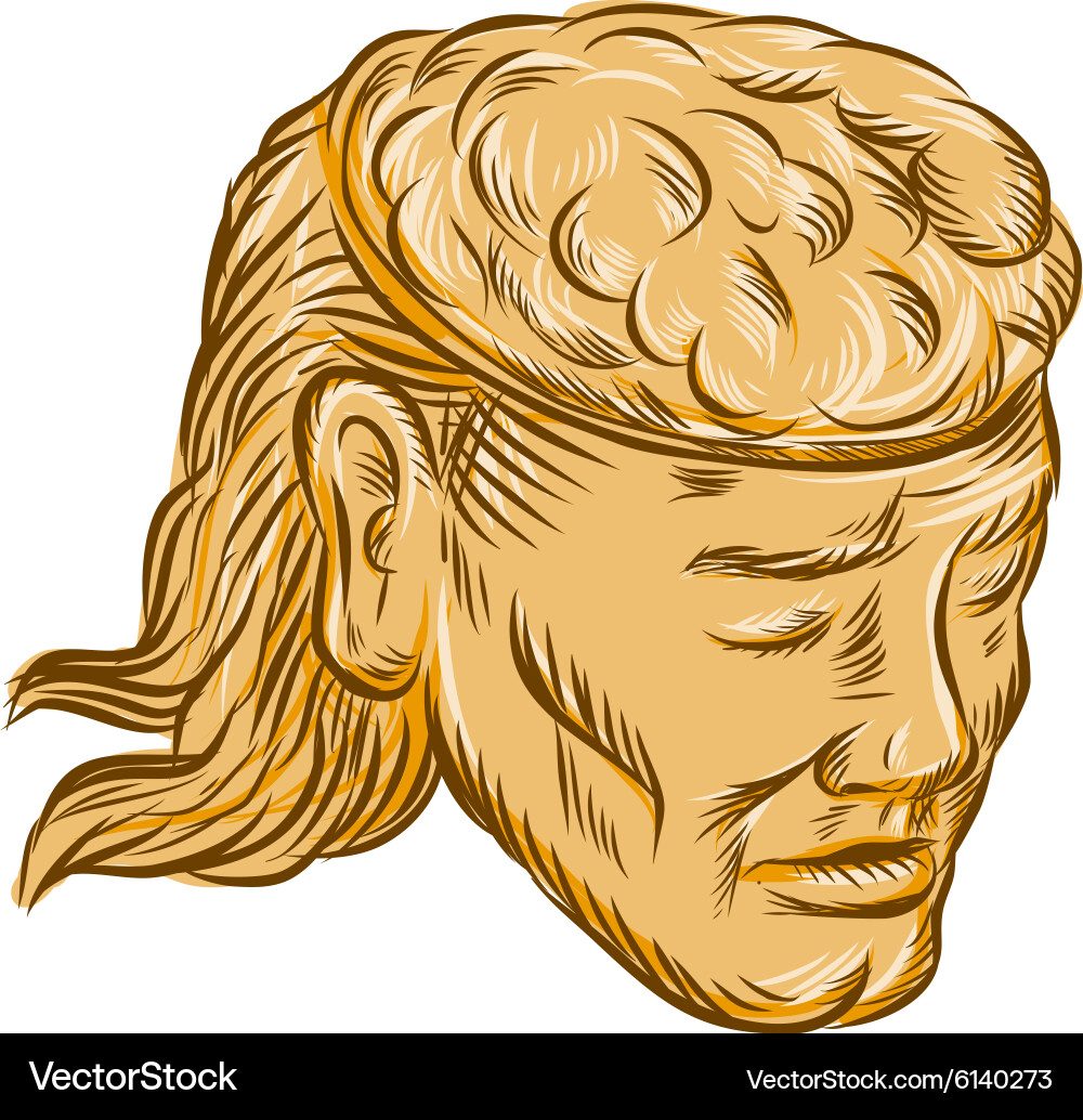 Man open head brain etching vector image
