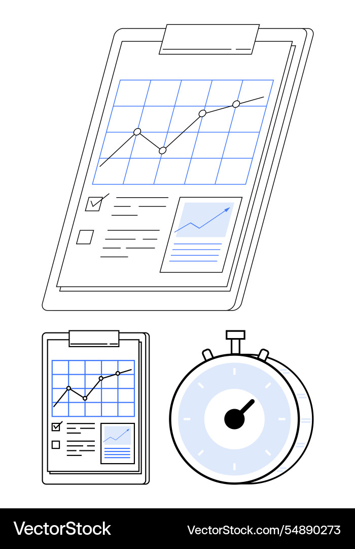 Performance report with growth chart on clipboard Vector Image