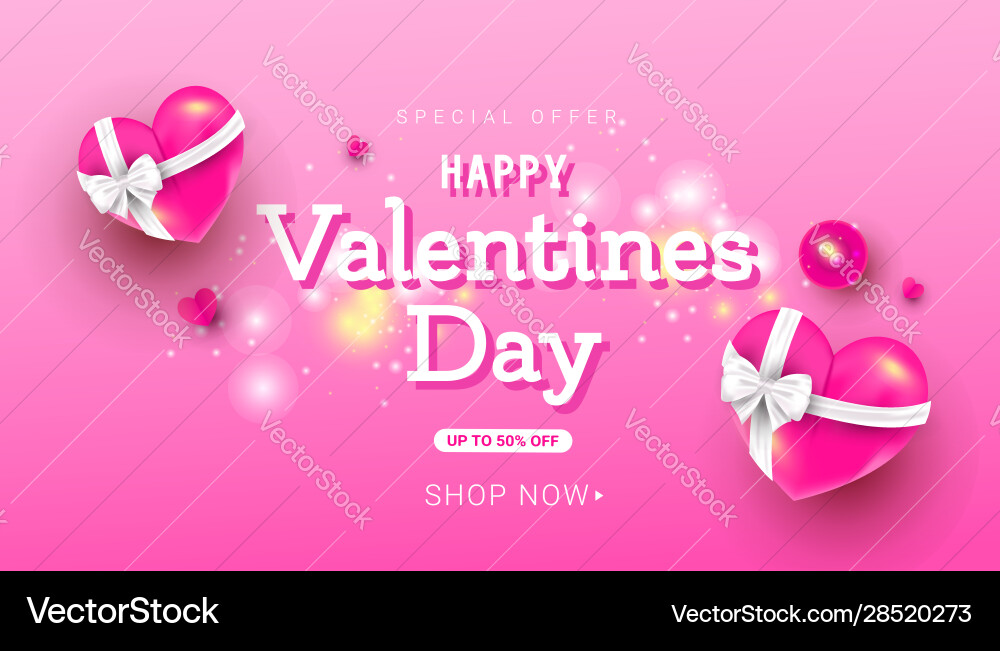 Realistic valentines day party banner template Realistic valentines day party banner template vector image