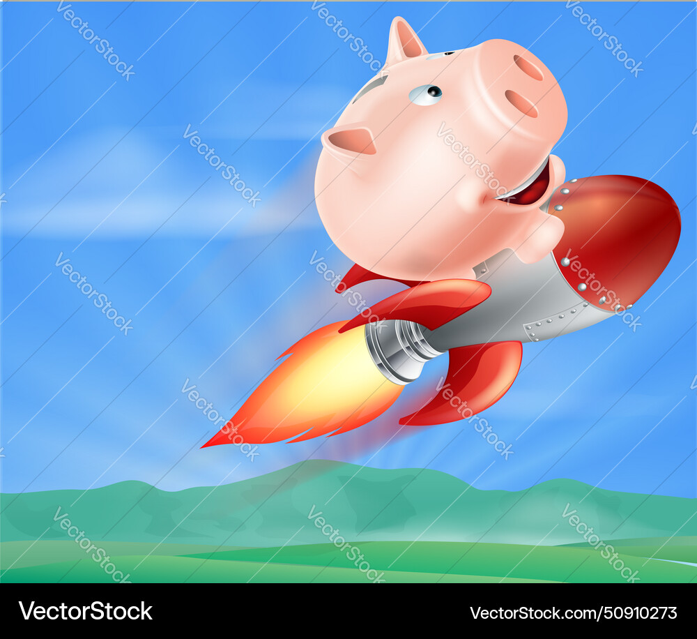 Rocket piggy bank vector image