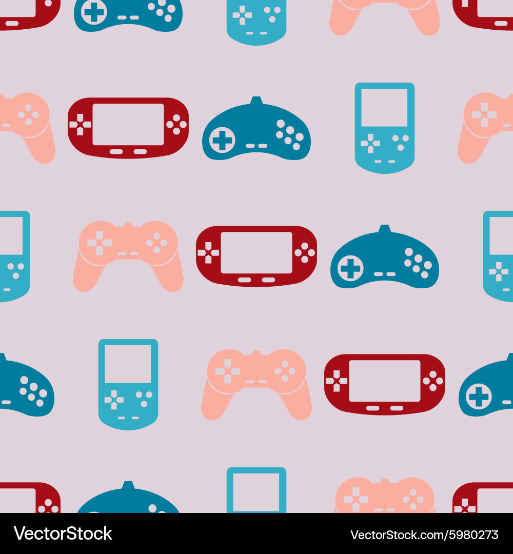 Seamless background with game consoles Vector Image