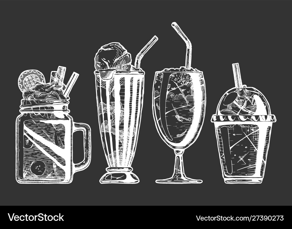 Set different milkshake Royalty Free Vector Image