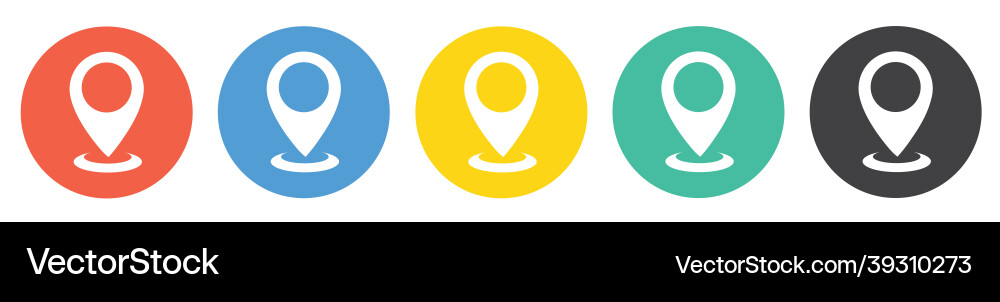 Set of map pointers icons with soft shadow in flat Vector Image